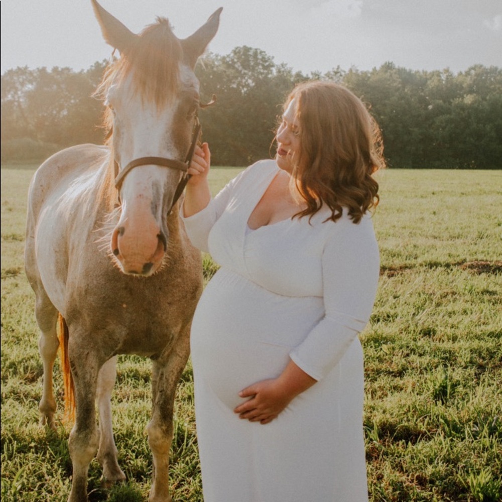 White maxi maternity dress